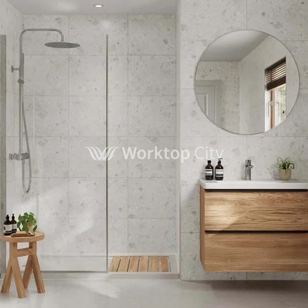 Multipanel Tile Collection White Terrazzo (MT020) - Large Tile Shower/Bathroom Wall Panels - Image 3