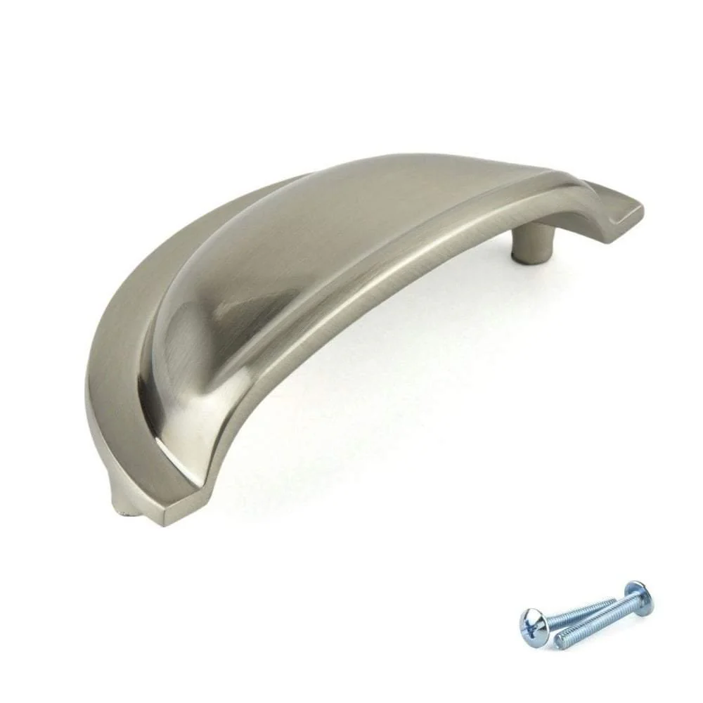 M4TEC Gillock F9 Nickel Cup Pull Handle – 92mm Brushed Nickel Cabinet & Drawer Cup Handle - Image 2