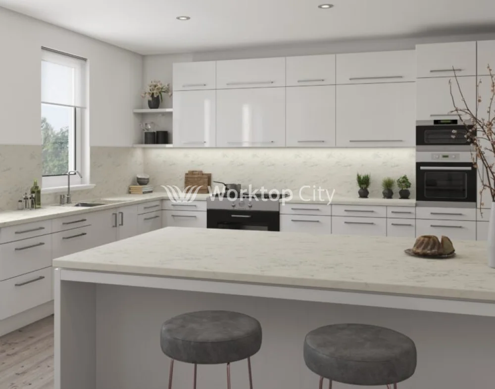 Senses Laminate Kitchen Worktops Athenian Marble Square Edge Matte Finish - Image 3