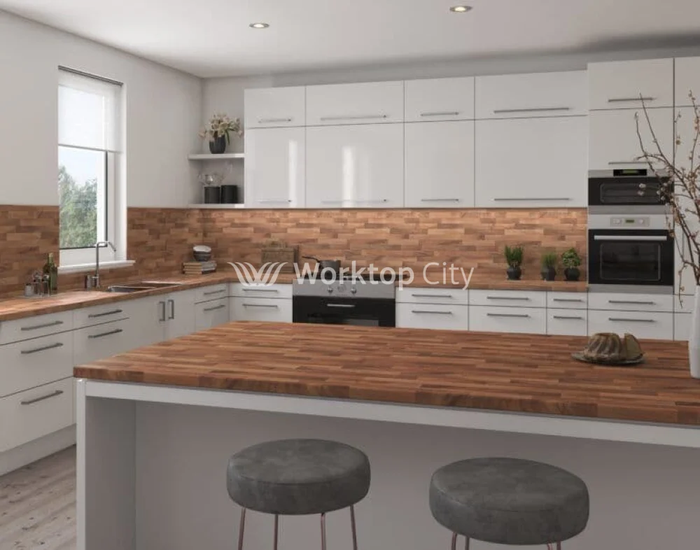 Senses Laminate Kitchen Worktops Walnut Butcher Block Round (Postformed) Edge Dogal Matt Finish - Image 2