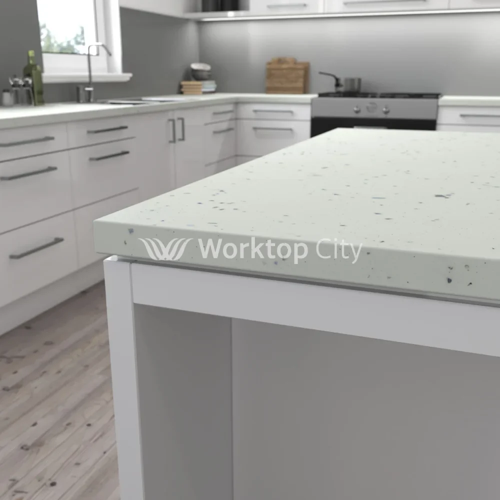 Senses Laminate Kitchen Worktops White Fleck Square Edge Matte Finish - Image 3