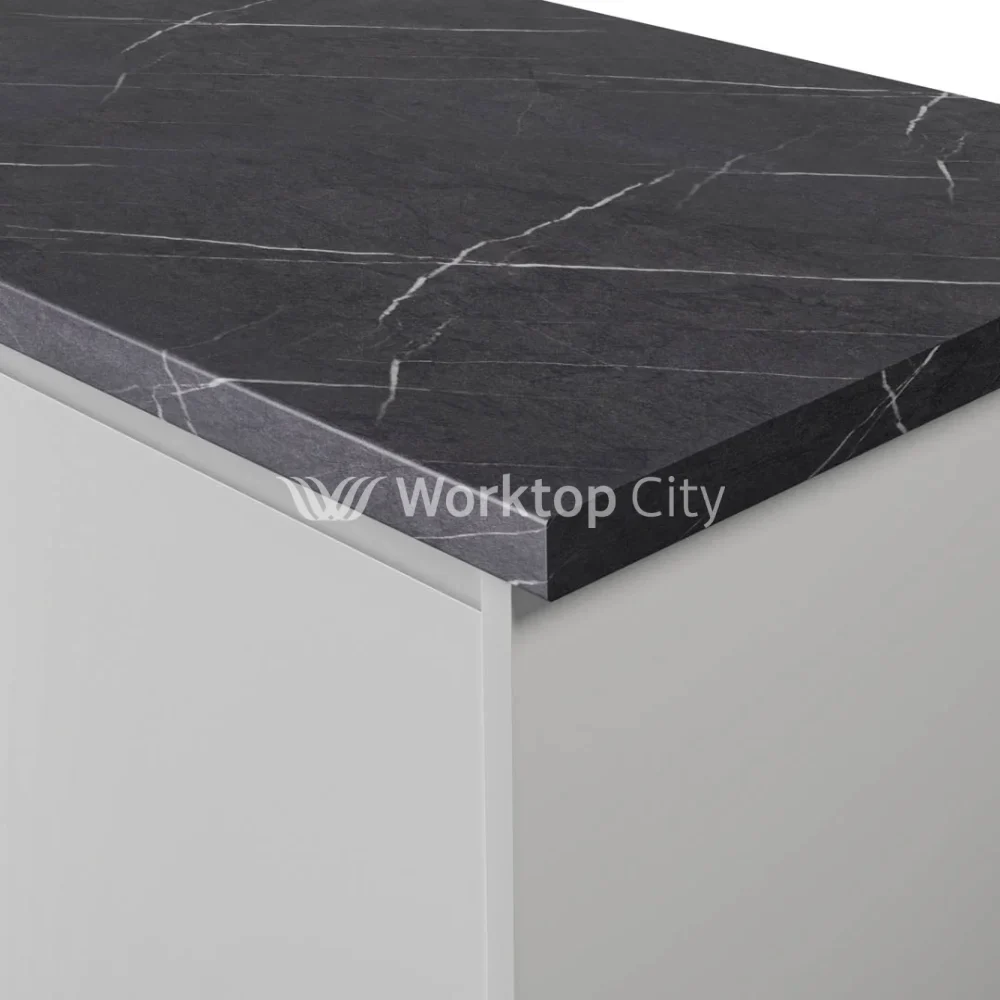 Spectra Black Lightning Marble Postformed Laminate Kitchen Worktops - Matt Finish