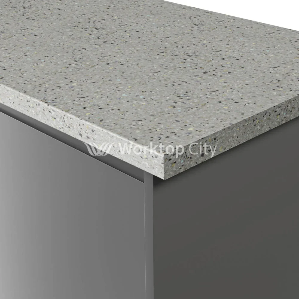 Spectra Grey Peppered Spark Postformed Laminate Kitchen Worktops  - Quartz Finish