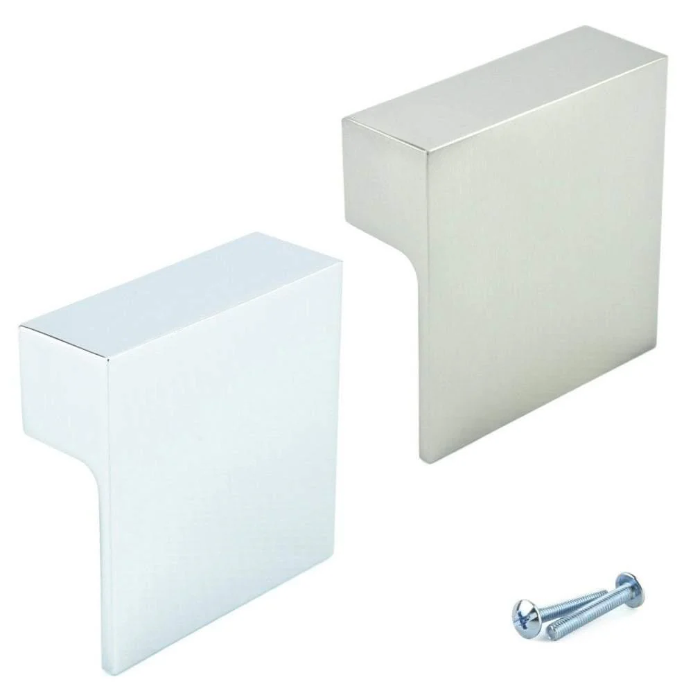 M4TEC Inverbeg Q6 Square Cupboard Knob Handle – Modern Polished Chrome or Stainless Steel Cabinet Handle