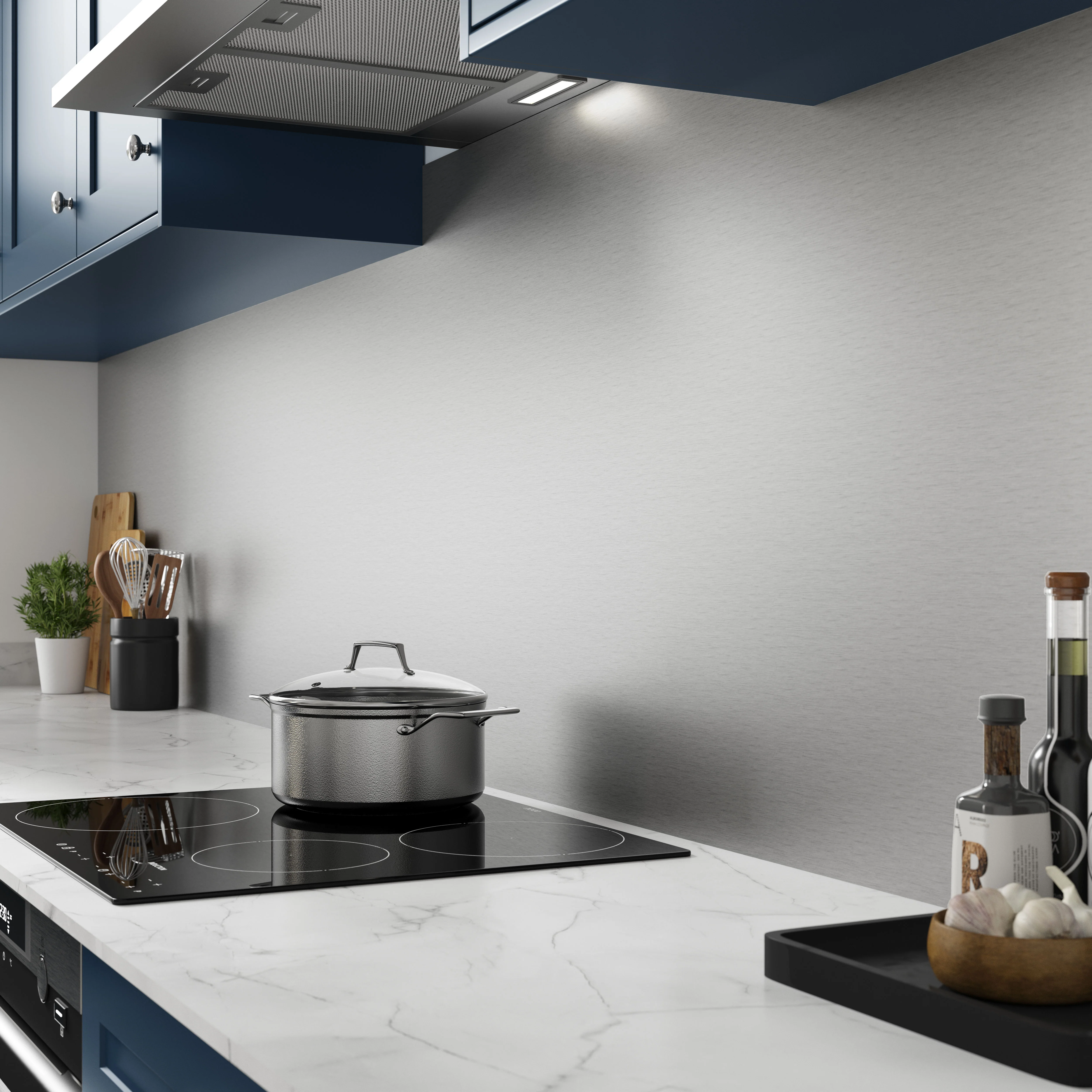 Wilsonart Alloy Brushed Steel/ Brushed Titanium (Double Sided) Aluminium Feature Kitchen Splashback - Image 6