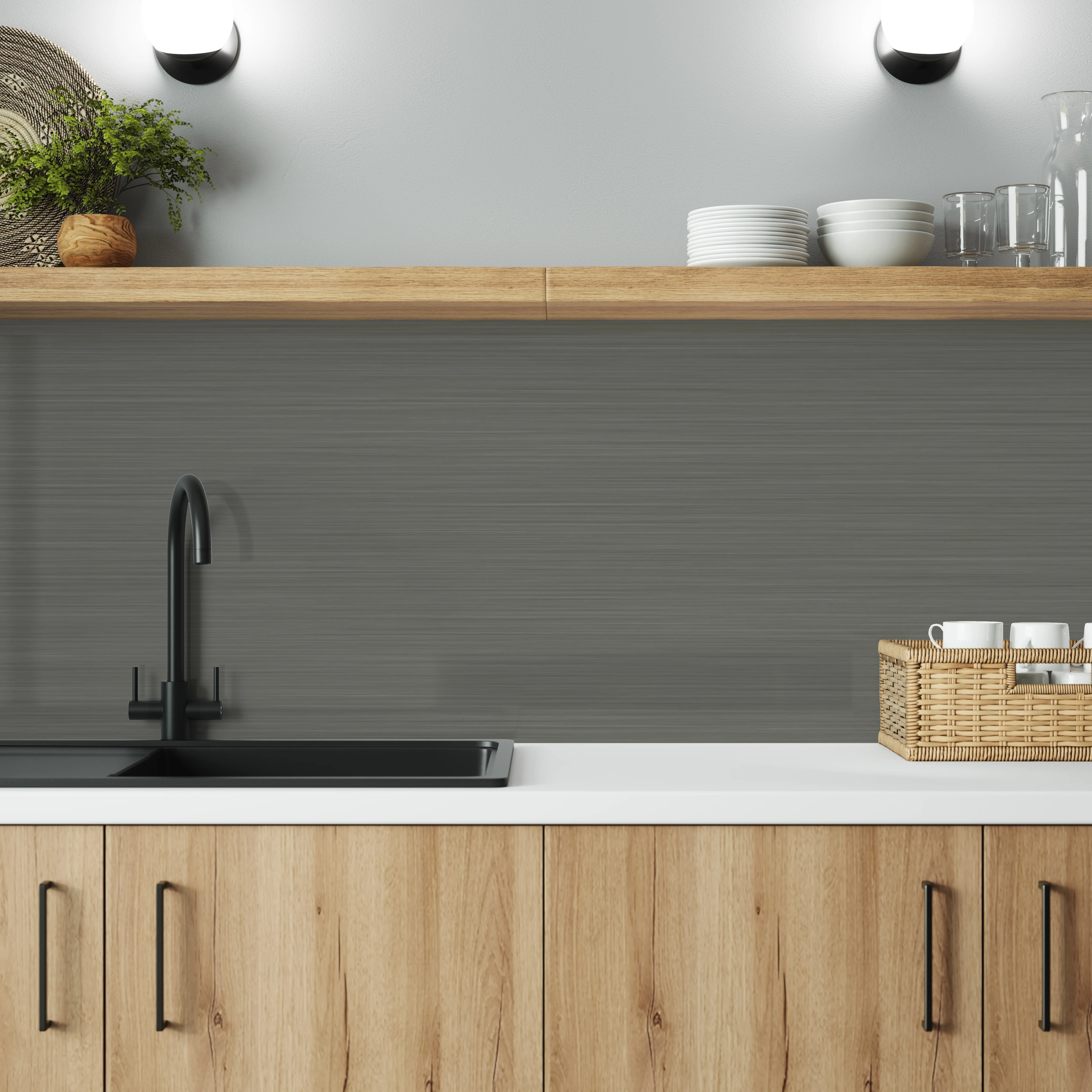 Wilsonart Alloy Brushed Steel/ Brushed Titanium (Double Sided) Aluminium Feature Kitchen Splashback - Image 7