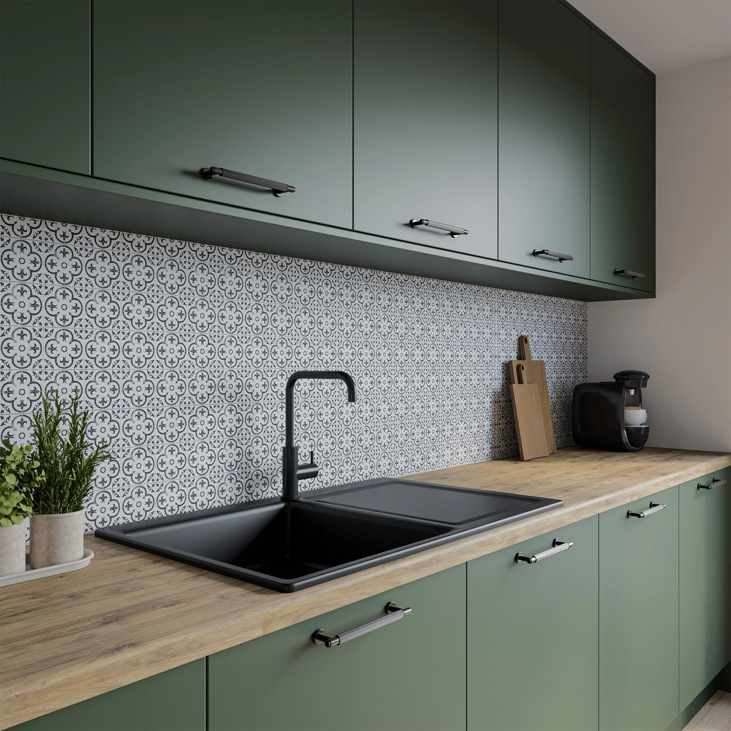 Wilsonart Alloy Florence Tile Aluminium Feature Kitchen Splashback - Image 2