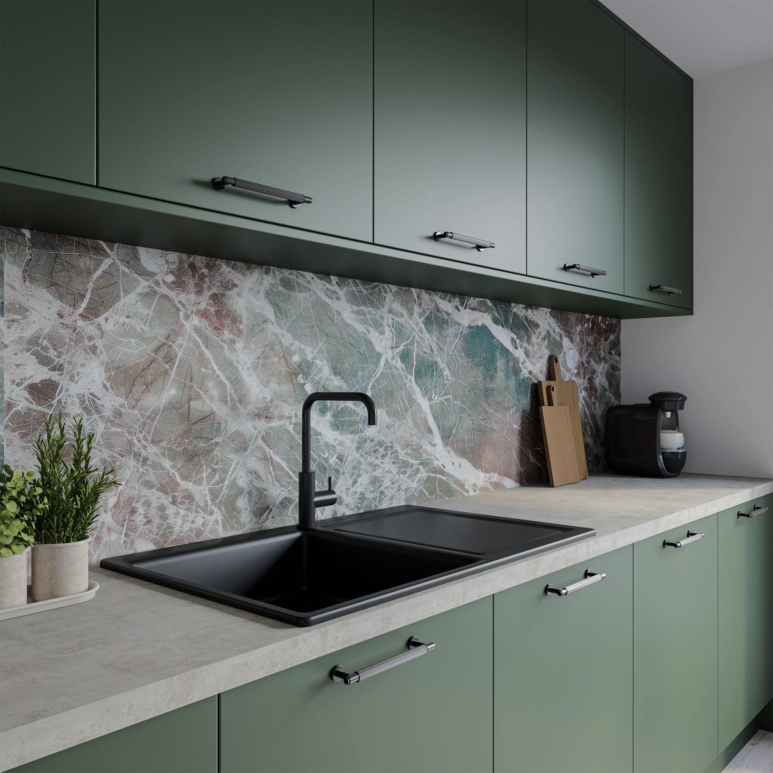 Wilsonart Alloy Rainforest Marble Aluminium Feature Kitchen Splashback - Image 3