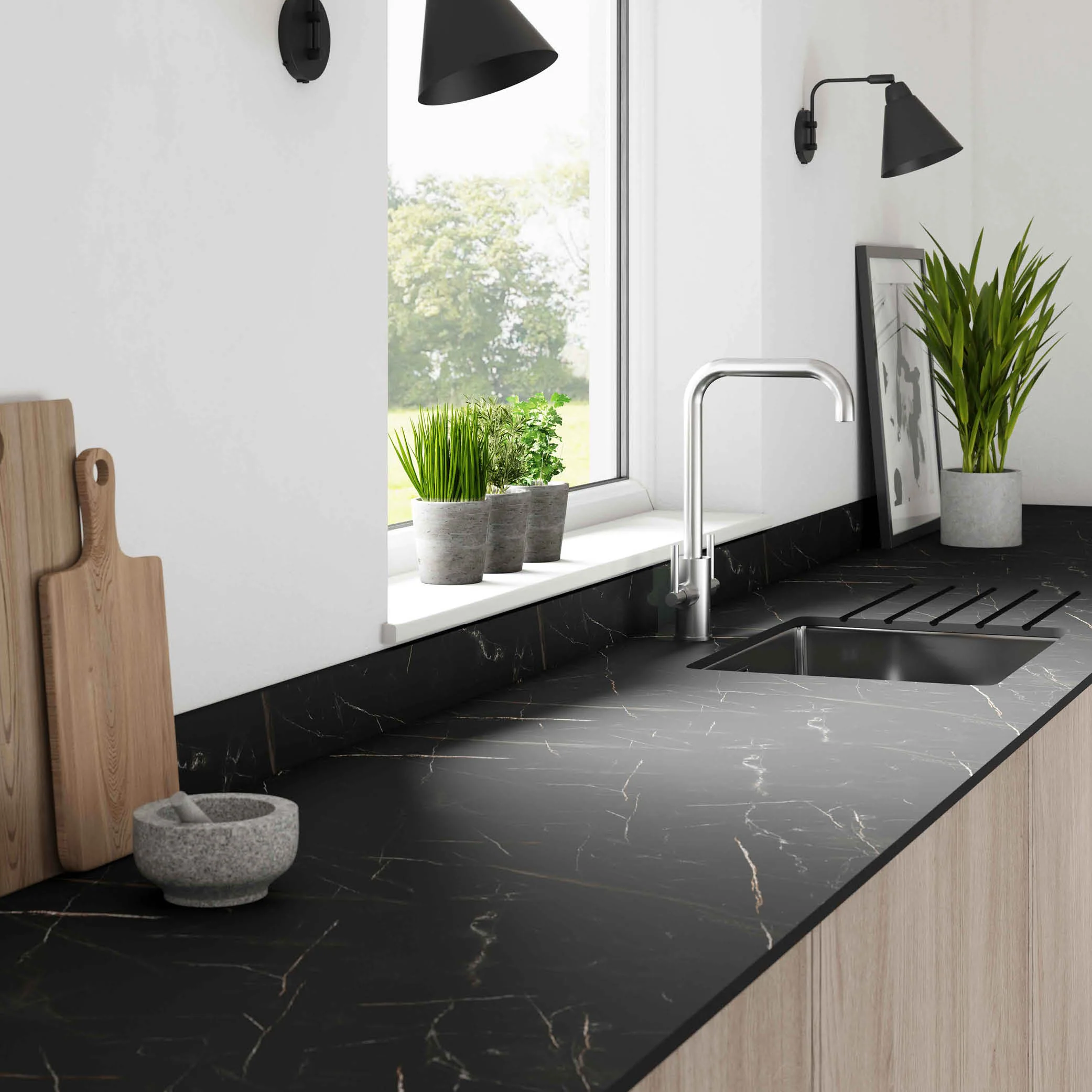 Wilsonart Zenith Don Tello Marble Compact Laminate Kitchen Worktops (Black Core) - Image 4