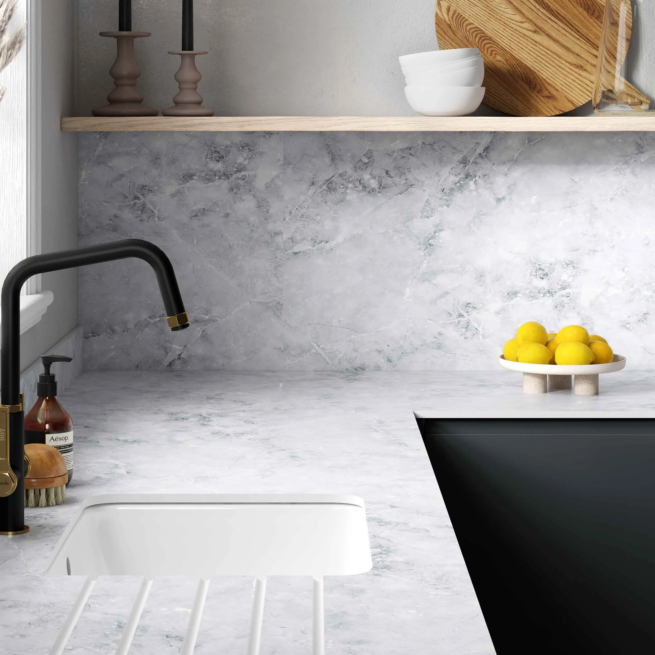Wilsonart Zenith Marmo Treviso Compact Laminate Kitchen Worktops (Grey Core) - Image 5