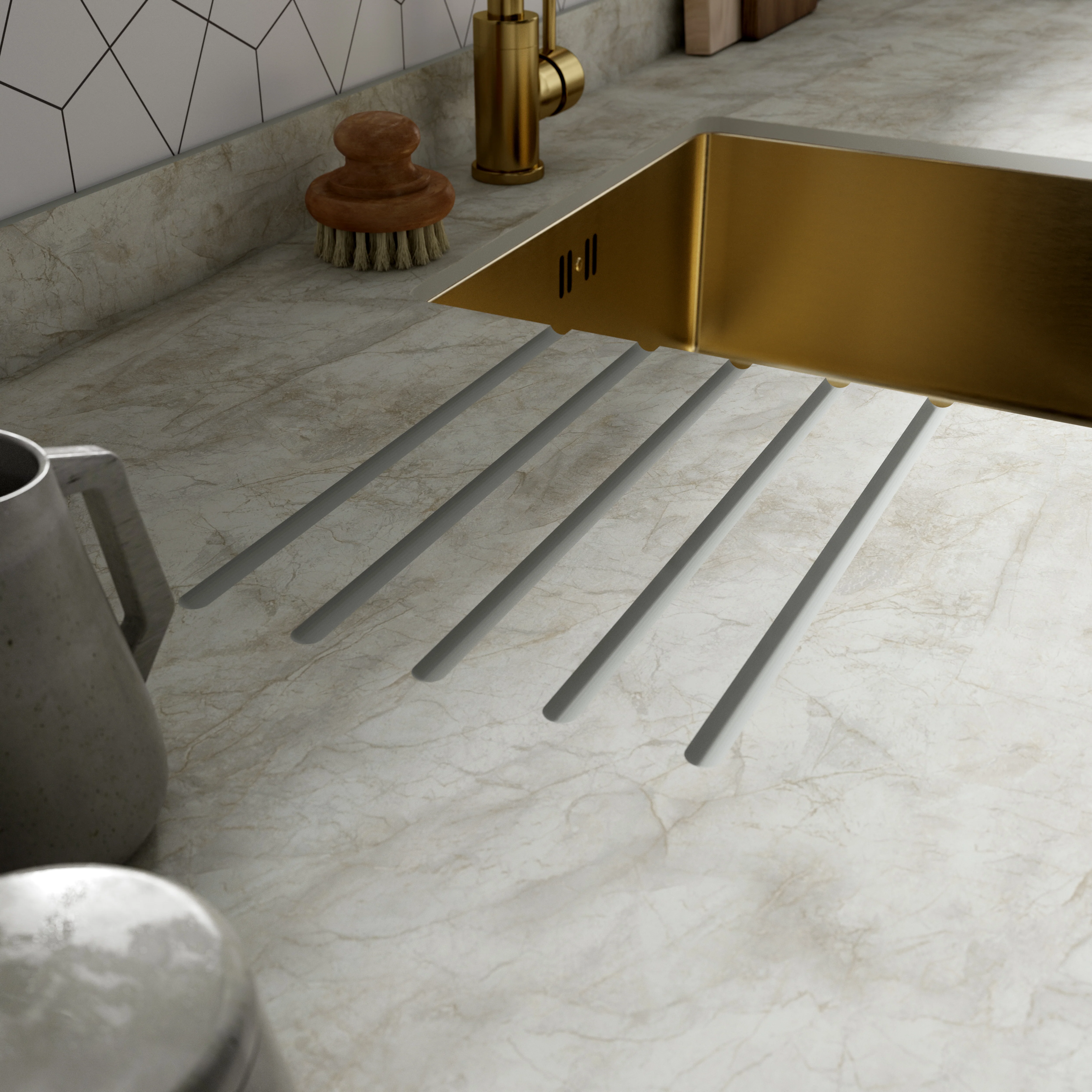 Wilsonart Zenith Pokhara Marble Compact Laminate Kitchen Worktops (Grey Core) - Image 3