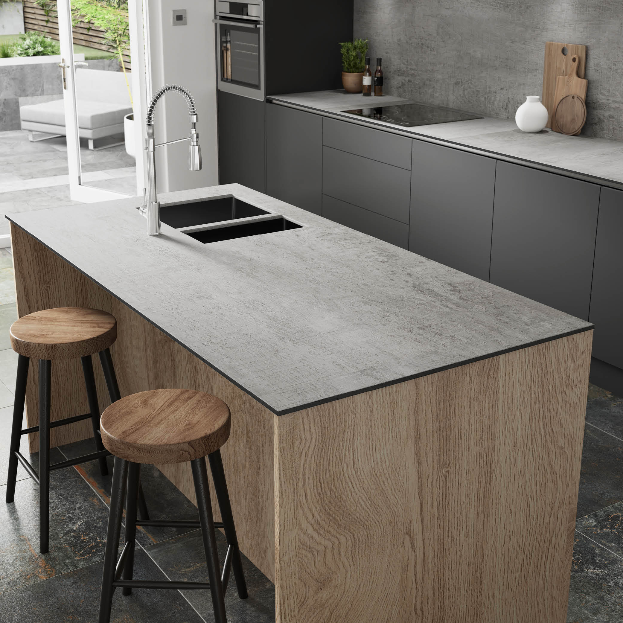 Wilsonart Zenith Woodstone Gris Compact Laminate Kitchen Worktops (Black Core) - Image 8