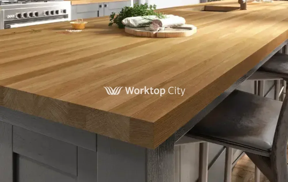 WTC Elegance Solid Full Stave Oak Real Wood Kitchen Worktops 40mm (T) - Image 2