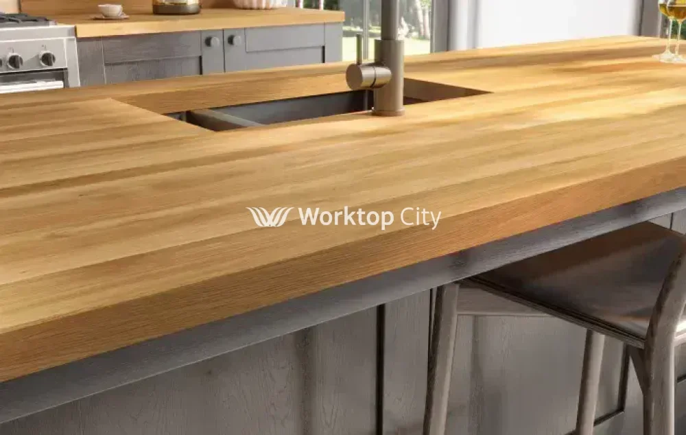 WTC Elegance Solid Full Stave Oak Real Wood Kitchen Worktops 40mm (T) - Image 3